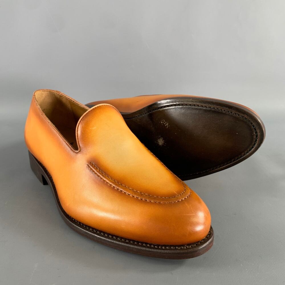 KLEIN EPSTEIN & PARKER Size 9 Brown Tan Distressed Patent Leather Loafers - Picture 5 of 8